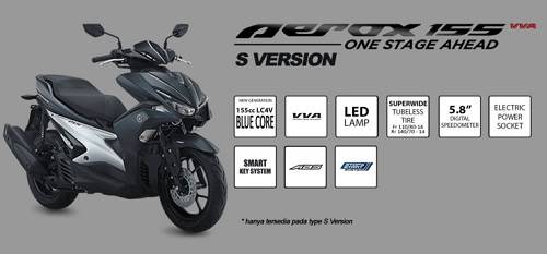 Fitur fitur Yamaha Aerox  155 VVA S Version tanpa kunci 